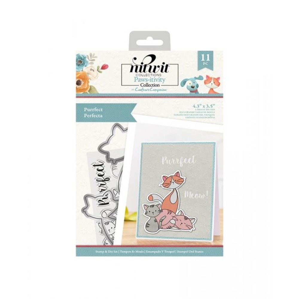 Crafter's Companion Pawsitivity Purrfect Stamp & Die Set (NIT-PAW-STD-PUR) (OUTLET)