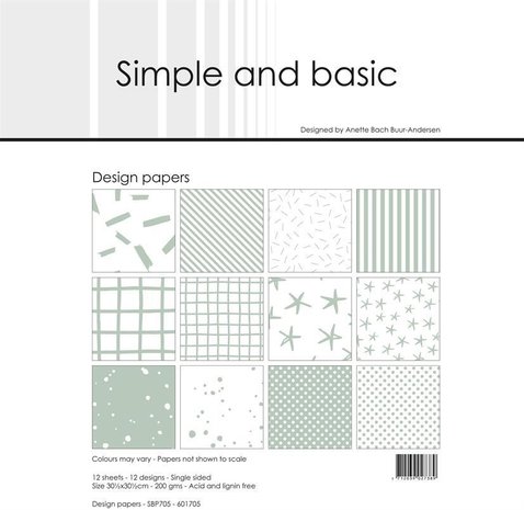 Simple and Basic Sage 12x12 Inch Paper Pack (SBP705) (DISCONTINUED)