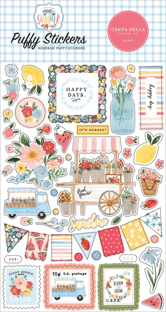 Carta Bella Summer Puffy Stickers (CBS133066) (OUTLET)