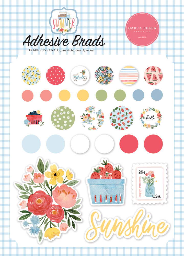 Carta Bella Summer Adhesive Brads (CBS133020) (OUTLET)