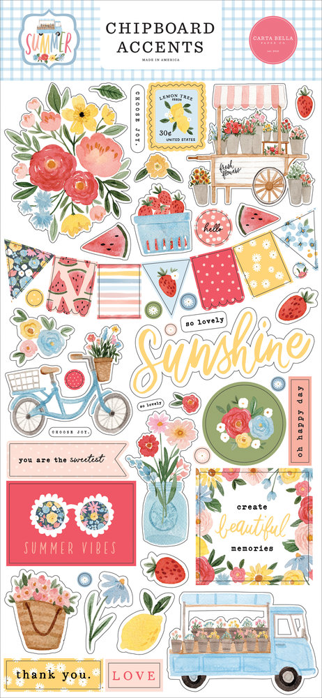 Carta Bella Summer Chipboard Accents (CBS113021) (OUTLET)