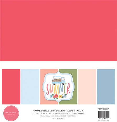 Carta Bella Summer 12x12 Inch Coordinating Solids Paper Pack (CBS133015) (OUTLET) Carta Bella Summer 12x12 Inch Coordinating Solids Paper Pack (CBS133015) (OUTLET)