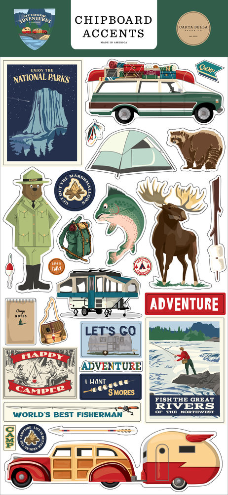 Carta Bella Outdoor Adventures Chipboard Accents (CBOA134021) (OUTLET)