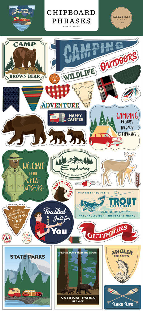 Carta Bella Outdoor Adventures Chipboard Phrases (CBOA134022) (OUTLET)