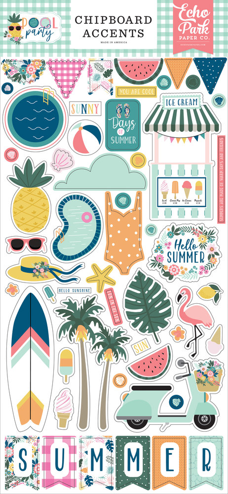 Echo Park Pool Party Chipboard Accents (POP240021) (DISCONTINUED)