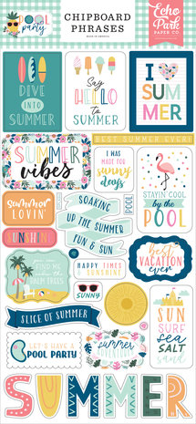 Echo Park Pool Party Chipboard Phrases (POP240022) (OUTLET)