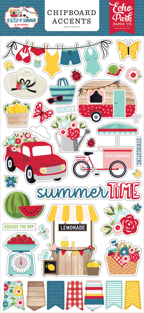 Echo Park A Slice Of Summer Chipboard Accents (SOS241021) (DISCONTINUED)