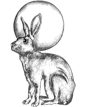 Crafty Individuals Hare and Moon Unmounted Rubber Stamps (CI-508) (OUTLET)