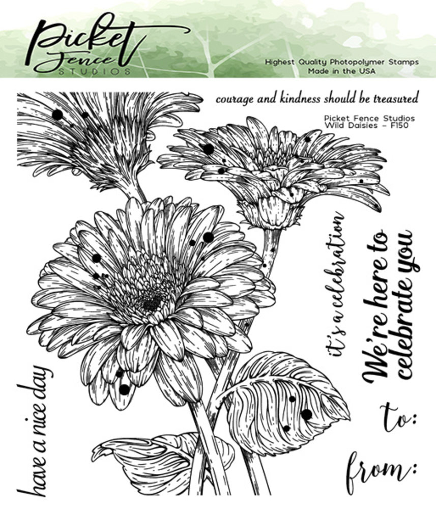 Picket Fence Studios Wild Daisies 6x6 Inch Clear Stamps (F-150) (OUTLET)
