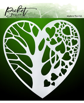 Picket Fence Studios Tree of Hearts 6x6 Inch Stencil (SC-228) (OUTLET)
