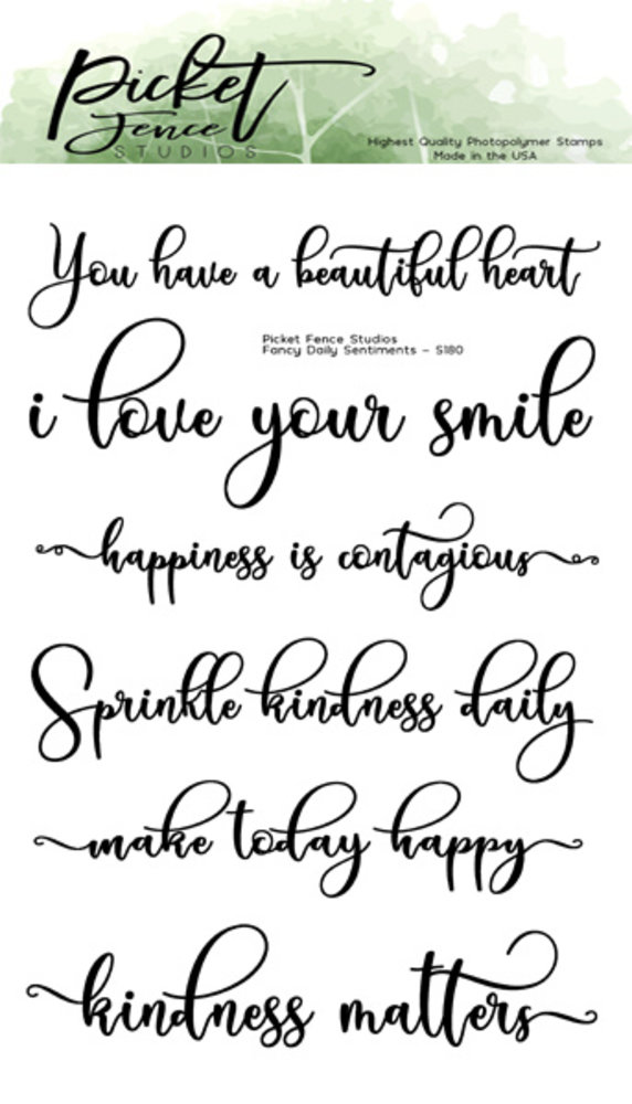 Picket Fence Studios Fancy Daily Sentiments 4x6 Inch Clear Stamps (S-180) (OUTLET)