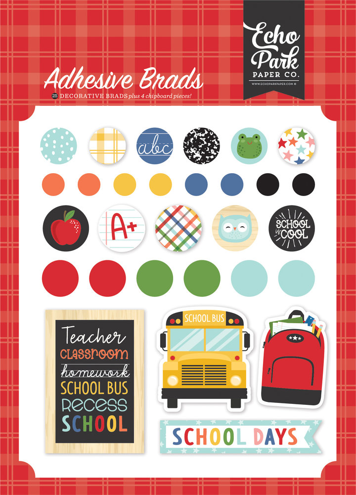 Echo Park I Love School Adhesive Brads (SCH243020) (DISCONTINUED)