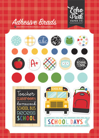 Echo Park I Love School Adhesive Brads (SCH243020) (DISCONTINUED)
