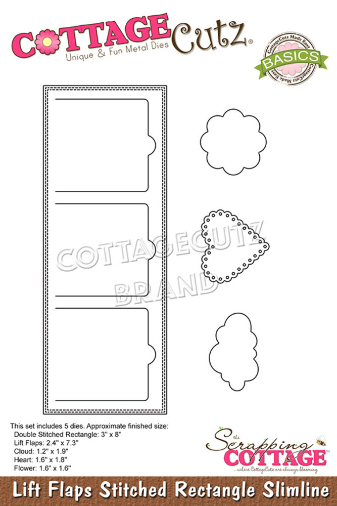 Scrapping Cottage Lift Flaps Stitched Rectangle Slimline (CCB-080) (OUTLET) Scrapping Cottage Lift Flaps Stitched Rectangle Slimline (CCB-080) (OUTLET)