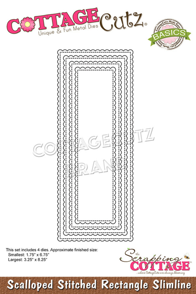 Scrapping Cottage Scalloped Stitched Rectangle Slimline (CCB-084) (OUTLET) Scrapping Cottage Scalloped Stitched Rectangle Slimline (CCB-084) (OUTLET)