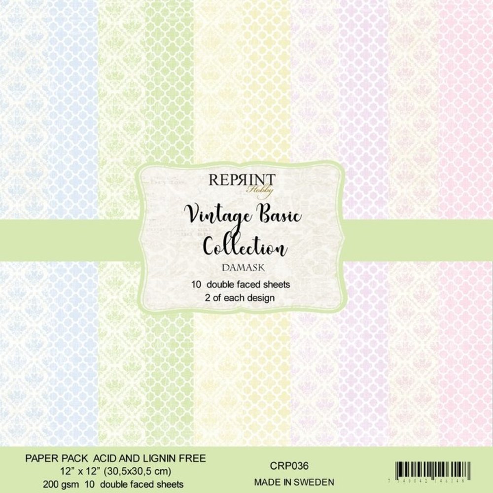 Reprint Vintage Basic Collection Damask 12x12 Inch Paper Pack (CRP036) (DISCONTINUED) Reprint Vintage Basic Collection Damask 12x12 Inch Paper Pack (CRP036) (DISCONTINUED)