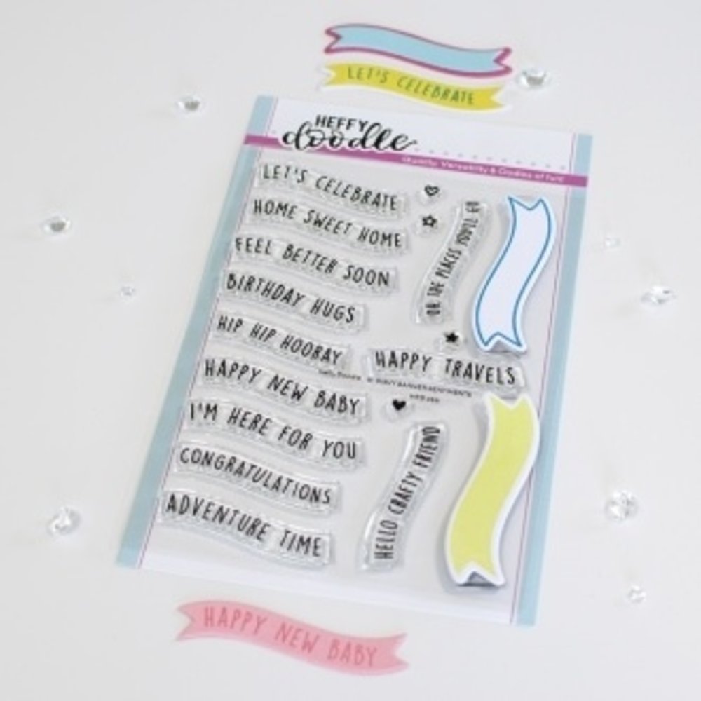 Heffy Doodle Wavy Banner Sentiments Clear Stamps (HFD0351) (OUTLET)