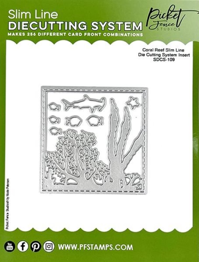 Picket Fence Studios Coral Reef Slim Line 4x4 Inch Die Cutting System Insert (SDCS-109) (OUTLET)