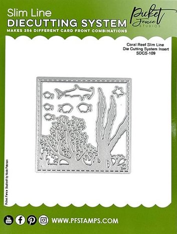 Picket Fence Studios Coral Reef Slim Line 4x4 Inch Die Cutting System Insert (SDCS-109) (OUTLET)