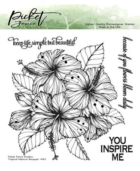 Picket Fence Studios Tropical Hibiscus Bouquet 6x6 Inch Clear Stamps (F-153) (OUTLET)