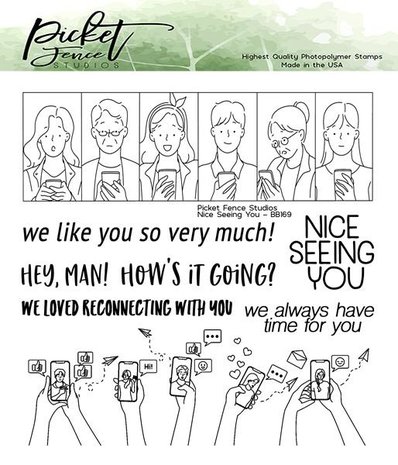 Picket Fence Studios Nice Seeing You 6x6 Inch Clear Stamps (BB-169) (OUTLET) Picket Fence Studios Nice Seeing You 6x6 Inch Clear Stamps (BB-169) (OUTLET)