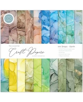 Craft Consortium Essential Craft Papers 12x12 Inch Paper Pad Ink Drops Earth (CCEPAD015)