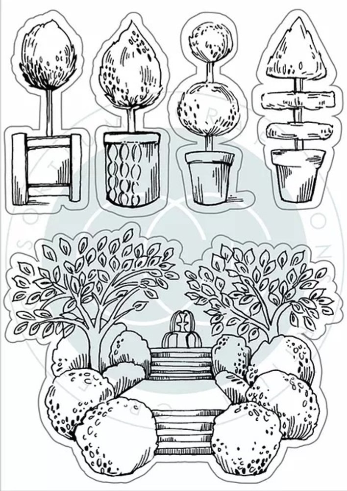 Craft Consortium Secret Garden Topiary Clear Stamps (CCSTMP061) (DISCONTINUED)