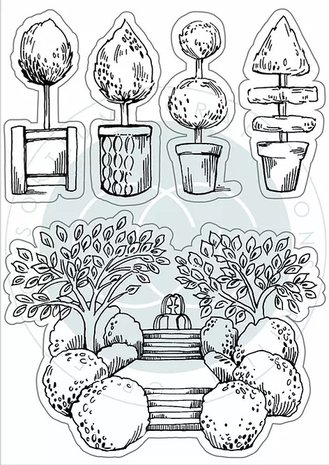 Craft Consortium Secret Garden Topiary Clear Stamps (CCSTMP061) (DISCONTINUED)