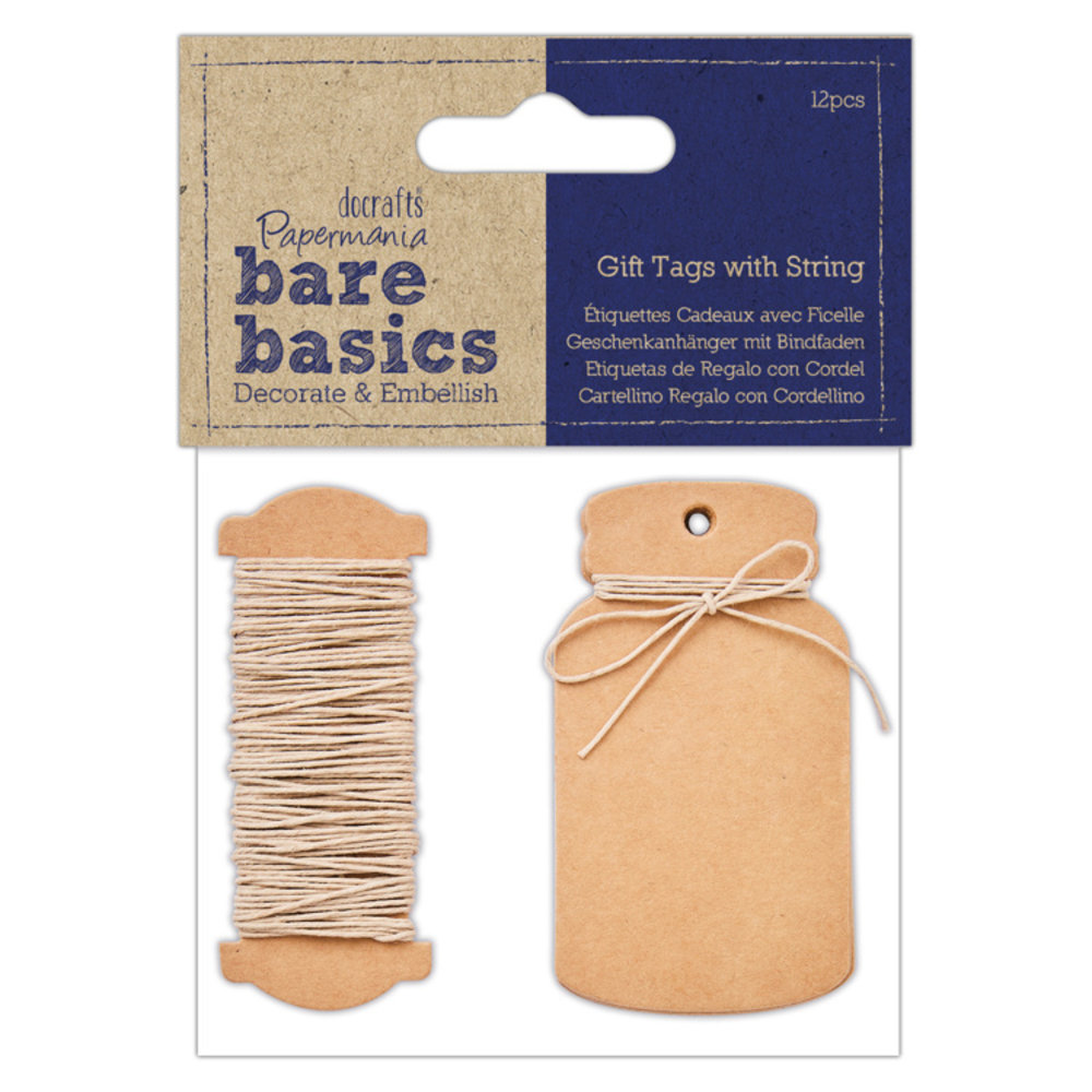 Papermania Bare Basics Gift Tags with String Mini Bottle (12pcs) (PMA 174327) (DISCONTINUED) Papermania Bare Basics Gift Tags with String Mini Bottle (12pcs) (PMA 174327) (DISCONTINUED)