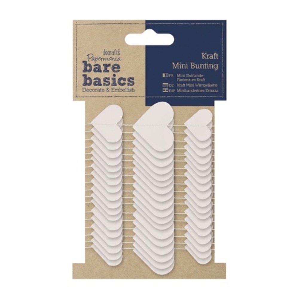 Papermania Bare Basics Kraft Mini Bunting White Hearts (PMA 157604) (DISCONTINUED)