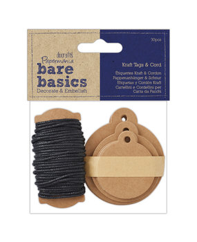 Papermania Bare Basics Kraft Tags & Cord (30pcs) (PMA 174325) (DISCONTINUED)