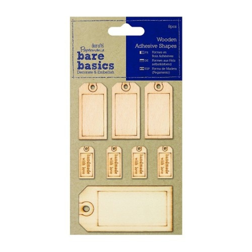 Papermania Bare Basics Wooden Adhesive Shapes (8pcs) (PMA 174613) (DISCONTINUED)