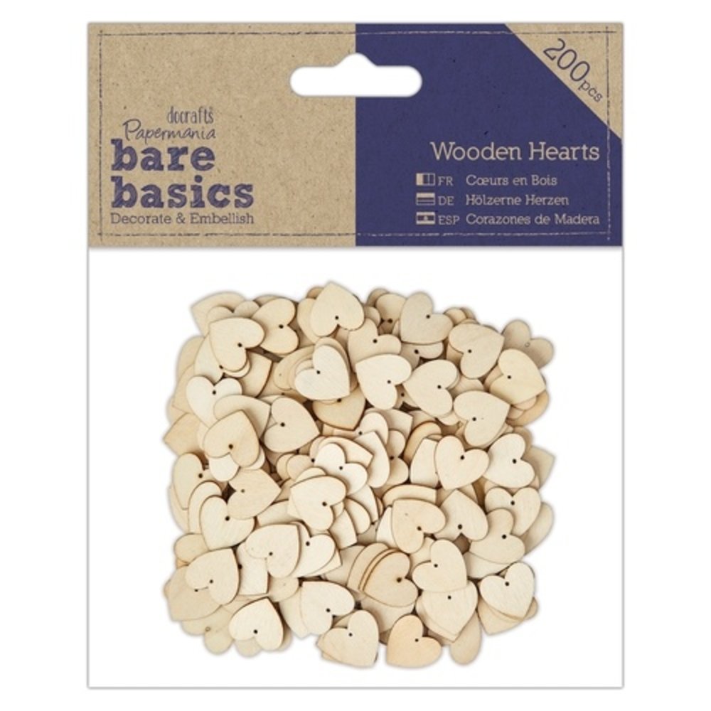 Papermania Bare Basics Wooden Hearts (200pcs) (PMA 174628) (DISCONTINUED)