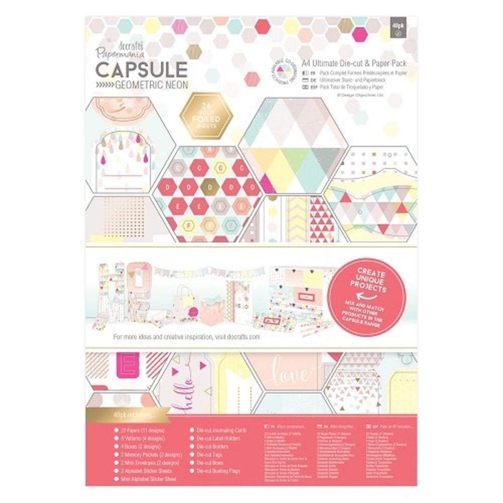 Papermania Capsule Geometric Neon A4 Ultimate Die-cut & Paper Pack (PMA 160237) (DISCONTINUED)