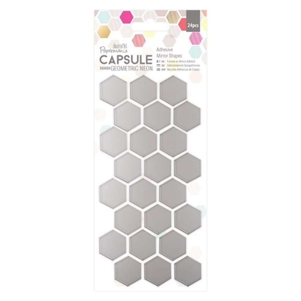 Papermania Capsule Geometric Neon Adhesive Mirror Shapes Hexagon (24pcs) (PMA 351701) (DISCONTINUED)