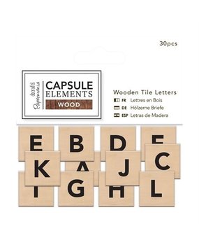 Papermania Capsule Elements Wood Wooden Tile Letters (30pcs) (PMA 174669) (DISCONTINUED)