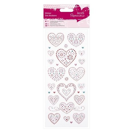 Papermania Glitter Dot Stickers Love Hearts (PMA 818205) (DISCONTINUED)