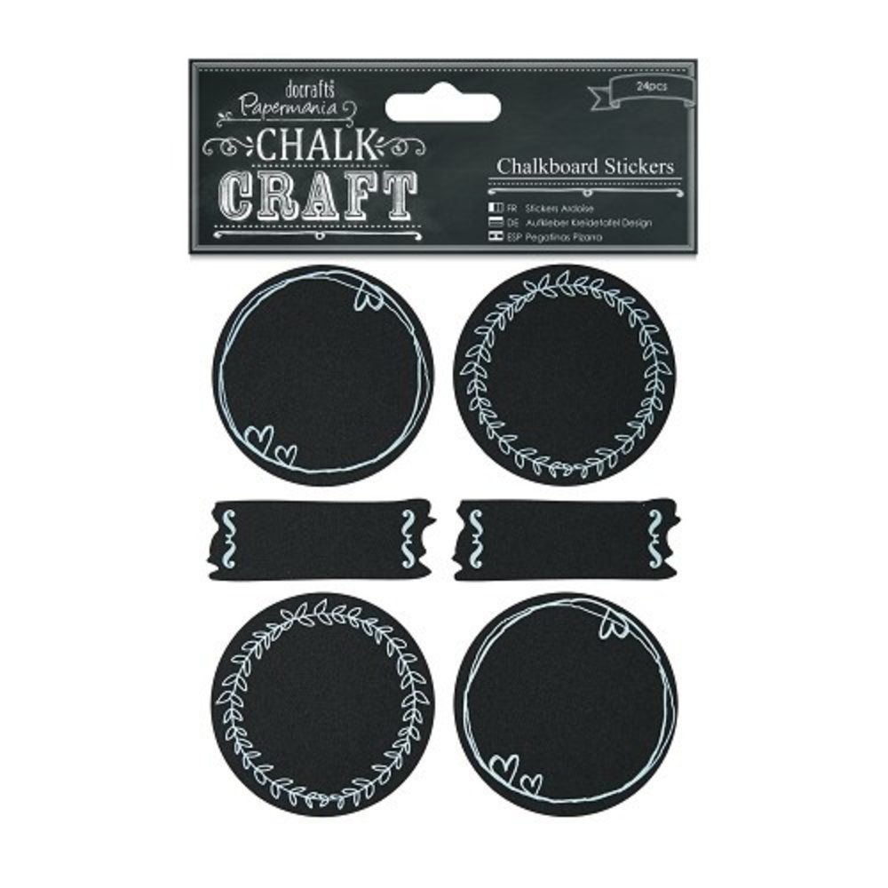 Papermania Chalkboard Stickers Doodle Circles (24pcs) (PMA 355408) (DISCONTINUED)