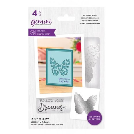 Gemini Butterfly Wishes Stamp & Die (GEM-STD-BUTW) (OUTLET)