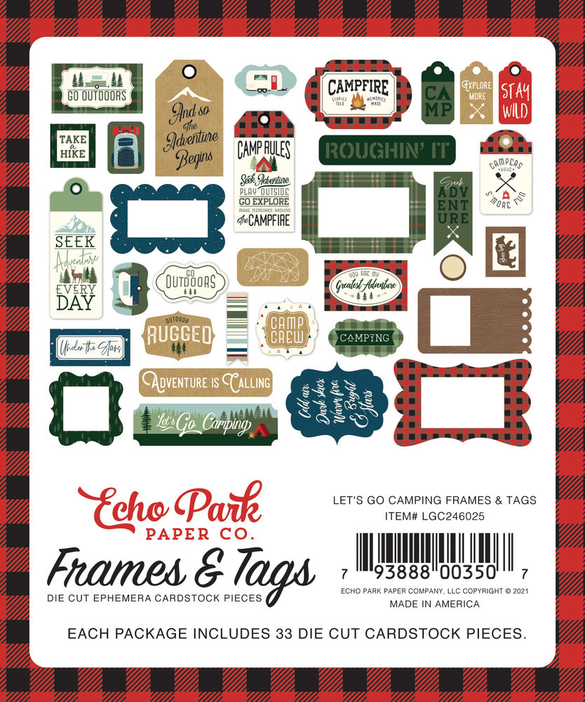 Echo Park Let's Go Camping Frames & Tags (LGC246025) (DISCONTINUED)