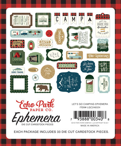 Echo Park Let's Go Camping Ephemera (LGC246024) (OUTLET)
