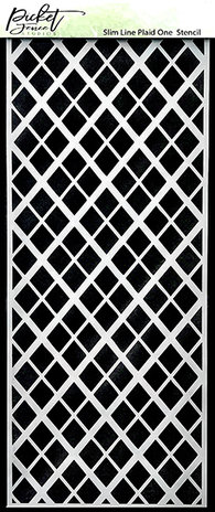 Picket Fence Studios Slim Line Plaid One 4x10 Inch Stencil (SC-254) (OUTLET)
