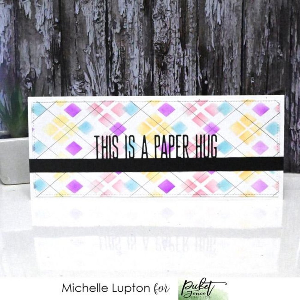 Picket Fence Studios Slim Line Plaid One 4x10 Inch Stencil (SC-254) (OUTLET)