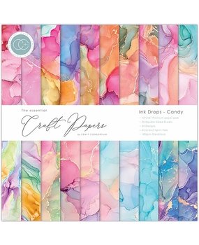 Craft Consortium Essential Craft Papers 12x12 Inch Paper Pad Ink Drops Candy (CCEPAD016)