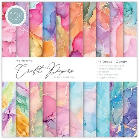 Craft Consortium Essential Craft Papers 6x6 Inch Paper Pad Ink Drops Candy (CCEPAD016B) Craft Consortium Essential Craft Papers 6x6 Inch Paper Pad Ink Drops Candy (CCEPAD016B)