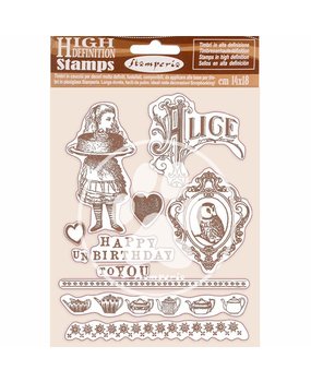 Stamperia Natural Rubber Stamp Alice Happy Birthday (WTKCC203) (DISCONTINUED)