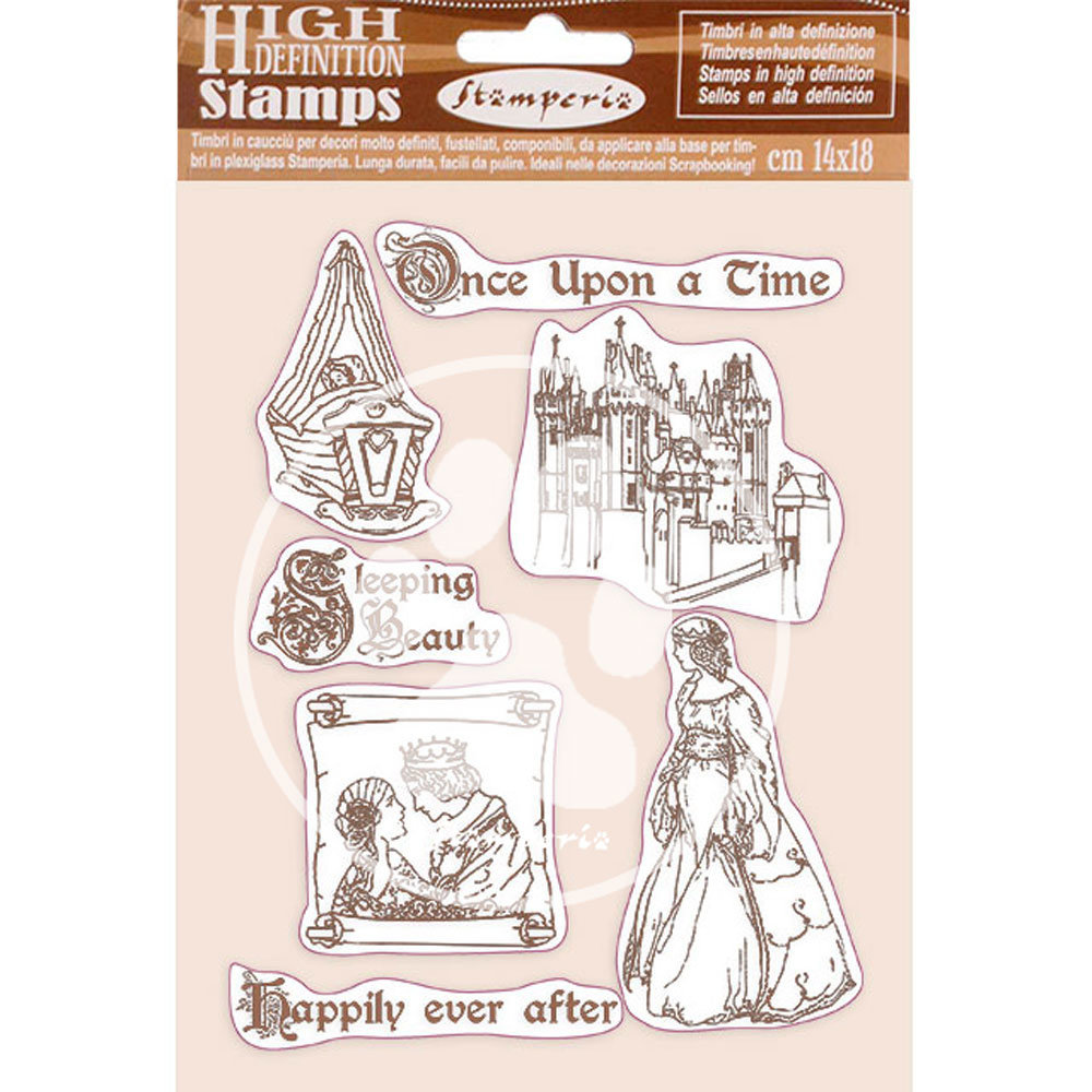 Stamperia Natural Rubber Stamp Sleeping Beauty Once Upon a Time (WTKCC201) (DISCONTINUED)