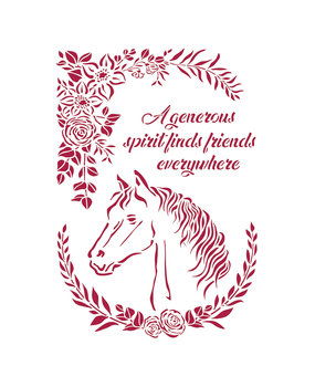 Stamperia Stencil A4 Romantic Horses Horse with Flowers (KSG471) (DISCONTINUED)