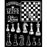 Stamperia Thick Stencil 20x25cm Alice Check Mate (KSTD089) (DISCONTINUED)
