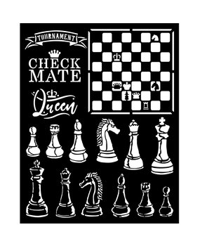Stamperia Thick Stencil 20x25cm Alice Check Mate (KSTD089) (DISCONTINUED)